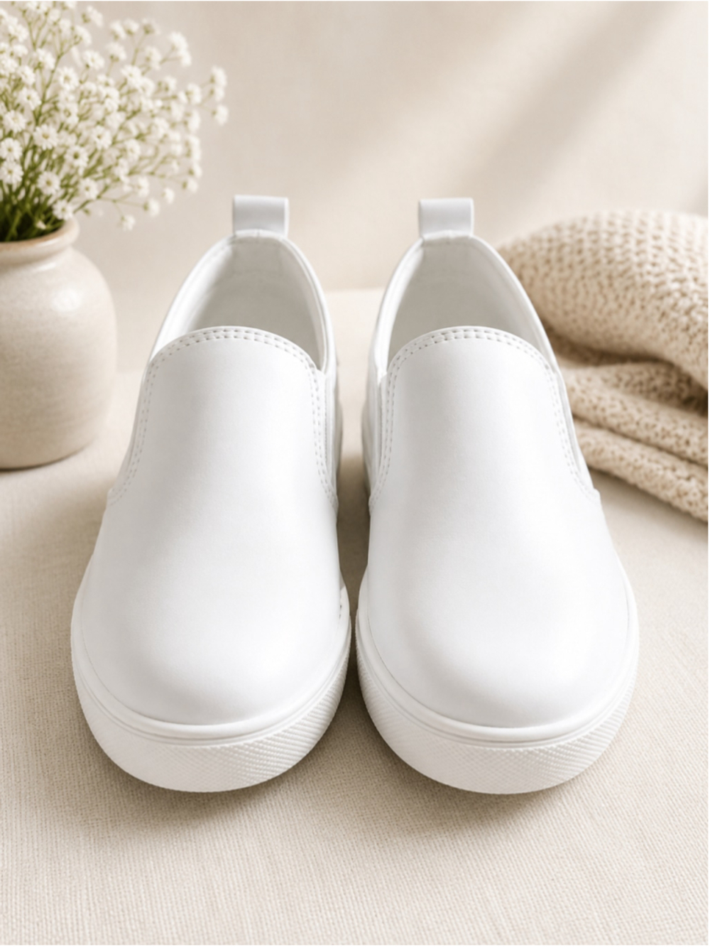 Women’s White Minimalist Slip-On Casual Sneakers – Size 6 (New) - Picture 3 of 6